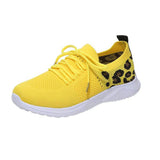 kamames Size Women's Leisure Sports Shoes 2023 New Leopard Print Round Head Ties With Flat Soles And Comfortable Mesh Surface Women's Shoes