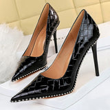 BIGTREE Shoes Quality High Heels Women Pumps Rivet Metal Chain Women Heels Stiletto 2022 Luxury Banquet Shoes Pumps Female Shoes