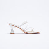 kamames ZA Brand 2022 Summer New White One Word With Fashion Square Toe High Heels Sexy Stiletto Muller Sandals And Slippers Women Shoes