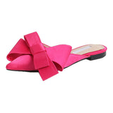 kamames spring and summer women's shoes Korean silk satin Pointed bow tie slippers Baotou flat heel sets semi slippers 1028-1