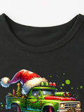 Boys' Festive Christmas Truck Print T-Shirt - Casual, Comfy Polyester Crew Neck Tee for Youngsters, Machine Washable - Perfect for Spring/Summer