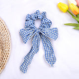 Women Streamers Scrunchies Polka Dot Floral Print Elastic Bow Hair Rope Girls Hair Ties Korean Sweet Hair Accessories Headwear