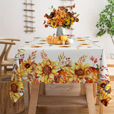 Vibrant Autumn Harvest Sunflower Tablecloth - Tablecloths with Rustic Farmhouse Style, Machine Woven Polyester Rectangle Table Cover for Kitchen Dining, Picnics, and Holiday Decorations - Perfect for Thanksgiving and Seasonal Home Decor