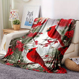 1pc Cute Red Bird Flannel Blanket Office Shawl Nap Blanket Cover Legs Cover Blanket Dormitory Warm Plush Lunch Break Blanket Four Seasons Air Conditioning Quilt