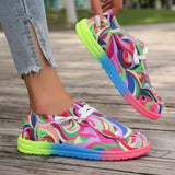 kamames New Large-Size Lace Color Low-Top Single Shoes Female National Style Graffiti Lazy Canvas Flat Soles