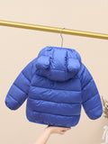 Baby Boys Warm Padded Jacket, Kids Cute Hooded Zip Up Coat With Ears For Winter/fall