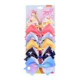 6 Pieces/Set JoJo Bows Jojo Siwa Rainbow Printed Knot Ribbon Bow For Girls Handmade Boutique Hair Clip Children Hair Accessories