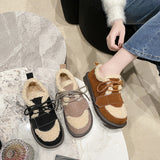 kamames kamames Size Thick Cotton Shoes Women 2023 Winter New Flat Women's Shoes Plus Velvet Warm Snow Cotton Brown Wool Shoes Women