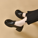 kamames kamames Shoes Women's 2024 Autumn Round Head Waterproof Platform Muffins With One Foot On Love Shoes, Small Leather Shoes, Single Shoes.