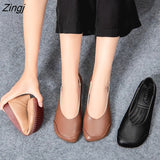 kamames Autumn Women Slip on Shoes Black Loafers Comfort Flats Grandmother Shoes Brown Sneaker Plus Size 43 Zapatos Mujer