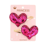 2Pcs/set Glitter Cartoon Cartoon Love Heart Crown Hair Clips For Girls Handmade Hairpins Boutique Barrette Kids Hair Accessories