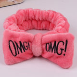 2022 New OMG Letter Coral Fleece Wash Face Bow Hairbands For Women Girls Headbands Headwear Hair Bands Turban Hair Accessories