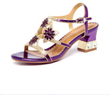 kamames New Sandals Women's Summer Water Drill Shoes Fish Mouth Diamond-Encrusted Fashion Thick-Heeled Sandals