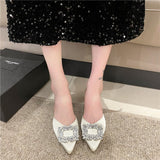 kamames kamames Buckle Diamond Baotou Half Slipper Female Wear Summer 2023 New Thin Heel Short Heel Lazy Cool Drag Muller Shoes Female