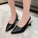 Womens Chic Solid Color Slip-On Mules - Pointed Toe Cone Heel with Ankle Strap Slingback - Ultra-Comfortable Summer Dress Shoes for Trendsetters