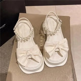 Sandals Comfort Shoes for Women Summer Heels Med Girls Retro Silver Beach Clogs Medium Rome Scandals Buckle Strap Slipp 240605