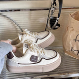 kamames kamames 2023 New Flat Cream Small White Shoes Women's Color Lace Fashion Casual Sports Shoes Board Shoes Women