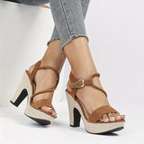 Trendy Womens Block Heeled Sandals with Stylish Buckle Strap - Perfect for Summer - Breathable and Comfortable for All-Day Wear