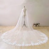 kamames White Ivory Wedding Accessories Lace Appliques Bridal Shoulder Veil Cathedral Tulle Long Cape Cloak Shawl WED Cape Veil