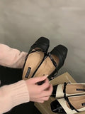 kamames Mary Jane Shoes Women's Shoes 2024 Spring And Autumn New Bowknot Square Head Shallow Mouth Soft Flat Sole Single Shoes