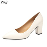 kamames Women's High Heels High Heels Dress Shoes Pointed Toe Boat Shoes Ladies White Wedding Square Heel Ladies Dress Shoes35-41