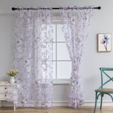 1pc Elegant Sheer Curtains - Classical Floral Printed, Light-Filtering Drapes for Living Room and Bedroom - Soft Purple, Breathable, and Energy-Efficient