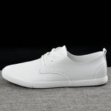 2020 Fashion Brand Men Casual Shoes Genuine Leather Men Shoes Lace-up Breathable Soft White Sneakers Casual Flats Men Loafer