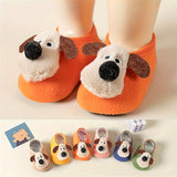 Baby Boy's Toddler Shoes Socks Cute Dog 3d Decor, Baby Floor Socks Soft Soled Warm Thick Non-slip Socks For Autumn And Winter