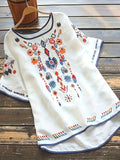 Plus Size Bohemian Embroidered Blouse - Flattering High-Low Hem, Breezy Half Sleeves - Perfect for Spring & Summer Chic Comfort