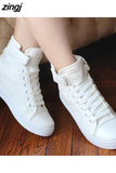 zingj Shoes White Denim Sneakers Basket Femme Casual Shoes tenis feminino High Top Flat Shoes Trainers Women Zapatos Mujer