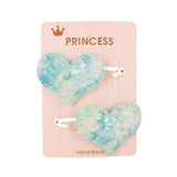 2Pcs/set Glitter Cartoon Cartoon Love Heart Crown Hair Clips For Girls Handmade Hairpins Boutique Barrette Kids Hair Accessories