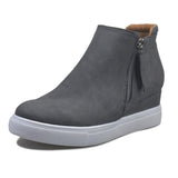 kamames New Ladies Vulcanized Shoes Fashion Side Zipper Wedge Casual Sports Shoes Round Toe Mid-heel Inner Increase Women's Shoes