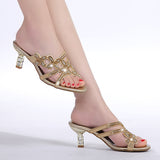 kamames Slippers In The Summer Of 2024 Women's Fishmouth Shoes With Diamond Stilettos And Diamond Slippers Are Worn Outside.