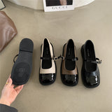 kamames Mary Jane Shoes Women's Shoes 2024 New French Spring Shallow-Mouth Soft Flat-Soled Small British Leather Shoes