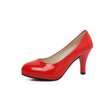 kamames Spring And Summer New Dress Shoes With Round Heels, Professional Work Shoes, High Heels, Lacquered Leather Shoes