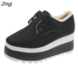 kamames New Autumn Winter Women Plus Velvet Thick Warm Cotton Shoes Female Snow Boots Casual Increase Platform Thick Sole Sneakers