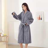 1pc Plush Coral Fleece Bathrobe - Ultra-Soft, Thickened Long Sleeve Loungewear with Absorbent Fabric, Belt, and Pocket for Cozy Home and Bathroom Use