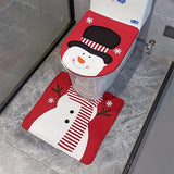 2-Piece Set Snowman Santa Claus Dwarf Christmas Toilet Seat Cover and Carpet Set - Seasonal Bathroom Decoration - Fun Xmas Gift Idea for Home Kit Accessories with Festive Design