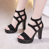 kamames Sandals Women's 2023 Summer High Heels Open-Toed Thick Heels Waterproof Platform Large Size 41-43 Catwalk Catwalk Shoes