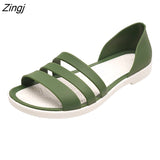 kamames Women Summer Flat Sandals 2023 Open-Toed Slides Slippers Candy Color Casual Beach Outdoot Female Ladies Jelly Shoes