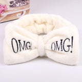 2022 New OMG Letter Coral Fleece Wash Face Bow Hairbands For Women Girls Headbands Headwear Hair Bands Turban Hair Accessories