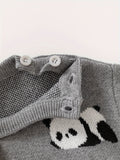 Baby's Adorable Panda Jacquard Sweater, Comfy Cotton Knitted Long Sleeve Top, Toddler & Infant Boy's Clothing For Fall Winter