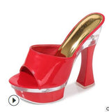 kamames Shoes Women Slippers Sexy Super High Heel 14CM  Waterproof Table Slippers Female Shoes Sandals Wedding Banquet Nightclub Pumps