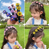 2021 New Girls Cute Flower Double Bangs Hairstyle Braided Hairbands Kids Sweet Hair Ornament Headband Fashion Hair Accessories