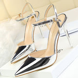 BIGTREE Shoes Fashion Sandals Women 2022 Patent Leather High Heels Women Sandals Summer Heeled Sandals Pointed Toe Women Pumps