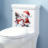 Santa & Snowman Christmas Wall Decal - Self-Adhesive, Reusable Holiday Decor for Bathroom, Perfect for Toilet Seats & Water Tanks, Festive Home Decoration Sticker