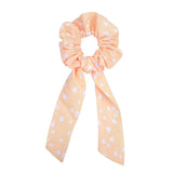 Women Streamers Scrunchies Polka Dot Floral Print Elastic Bow Hair Rope Girls Hair Ties Korean Sweet Hair Accessories Headwear