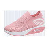 kamames Size Women's Shoes 2023 Spring And Summer Flying Woven Elastic Mesh Sock Shoes Air Cushion Thick Slope Heel Casual Women's Shoes