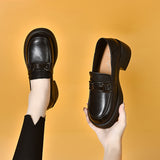 kamames kamames Love Shoes Women's 2024 Autumn College Wind Metal Buckle Muffin And Small Leather Shoes