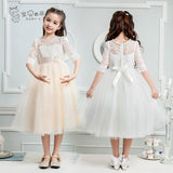 Kamames  Princess Dress Girl's Dress Flower Girl's European and American Wedding Dress Evening Dress Autumn New Children's Piano Performance Programme Hosts Clothing